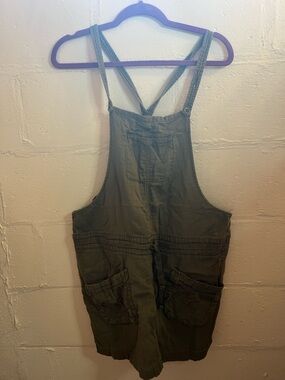 Old Navy Olive Green Utility Overall Mini Dress